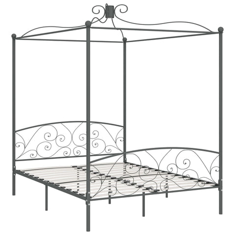 284484 vidaXL Canopy Bed Frame without Mattress Grey Metal 160x200 cm