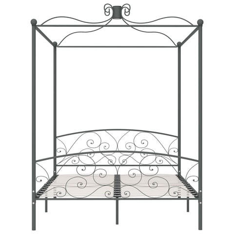 284484 vidaXL Canopy Bed Frame without Mattress Grey Metal 160x200 cm