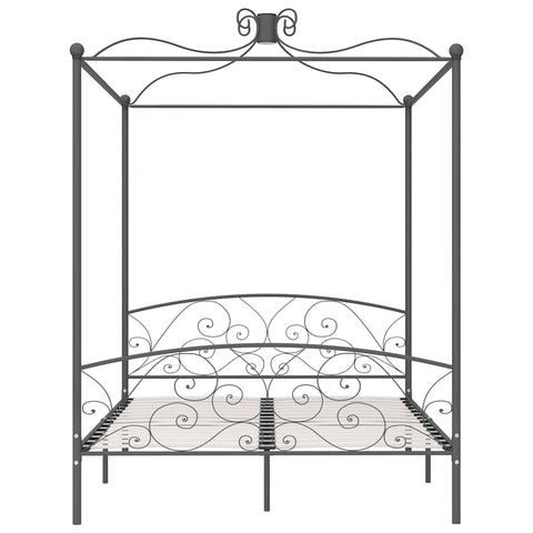 284485 vidaXL Canopy Bed Frame without Mattress Grey Metal 180x200 cm Super King