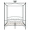 284485 vidaXL Canopy Bed Frame without Mattress Grey Metal 180x200 cm Super King