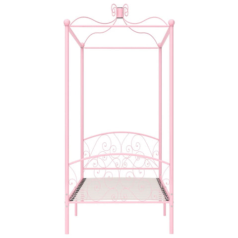 284486 vidaXL Canopy Bed Frame without Mattress Pink Metal 90x200 cm