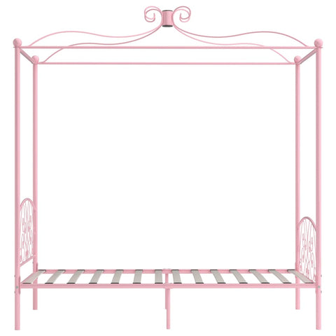 284487 vidaXL Canopy Bed Frame without Mattress Pink Metal 100x200 cm