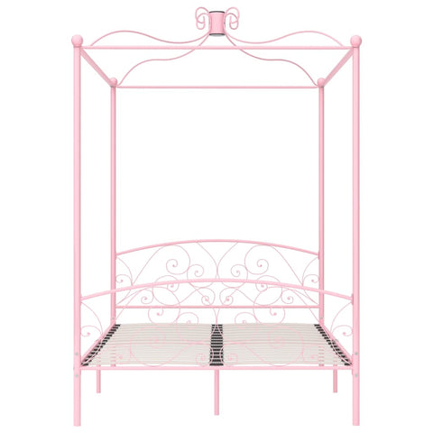 284488 vidaXL Canopy Bed Frame without Mattress Pink Metal 120x200 cm