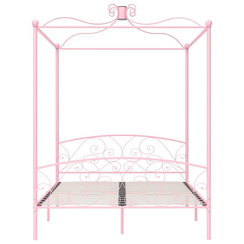 284490 vidaXL Canopy Bed Frame without Mattress Pink Metal 160x200 cm