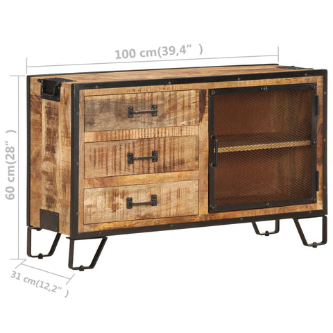 vidaXL Sideboard 100x31x60 cm Solid Rough Mango Wood