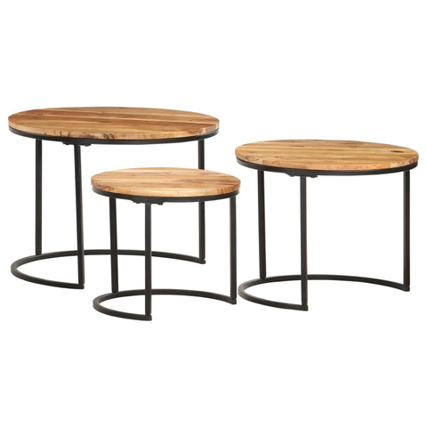 vidaXL Nesting Tables 3 pcs Solid Acacia Wood