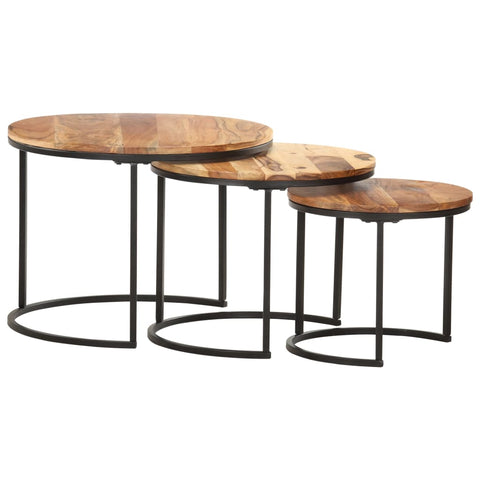 vidaXL Nesting Tables 3 pcs Solid Acacia Wood