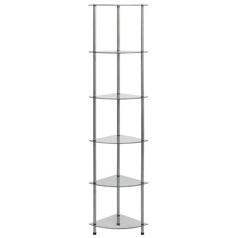 vidaXL 6-Tier Shelf Transparent 30x30x160 cm Tempered Glass