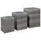 vidaXL Side Tables 3 pcs with Glass Top Grey Poly Rattan