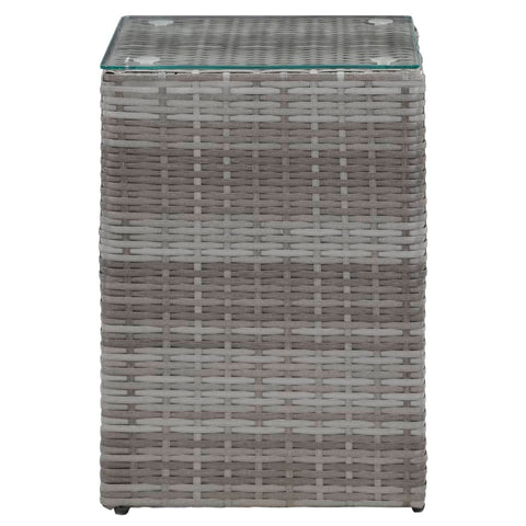 vidaXL Side Tables 3 pcs with Glass Top Grey Poly Rattan