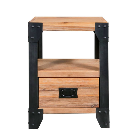 vidaXL Nightstands 2 pcs Solid Acacia Wood Steel 40x30x54 cm