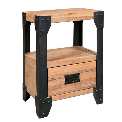 vidaXL Nightstands 2 pcs Solid Acacia Wood Steel 40x30x54 cm