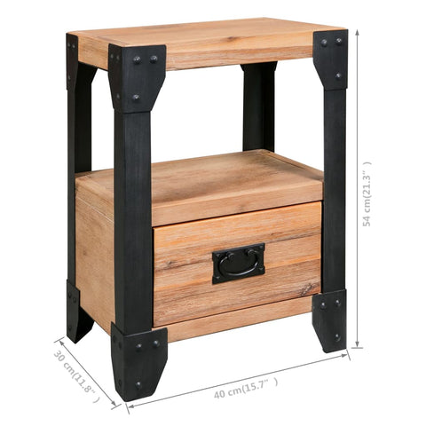 vidaXL Nightstands 2 pcs Solid Acacia Wood Steel 40x30x54 cm