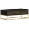 vidaXL Coffee Table Black and Gold 90x50x35 cm Solid Mango Wood