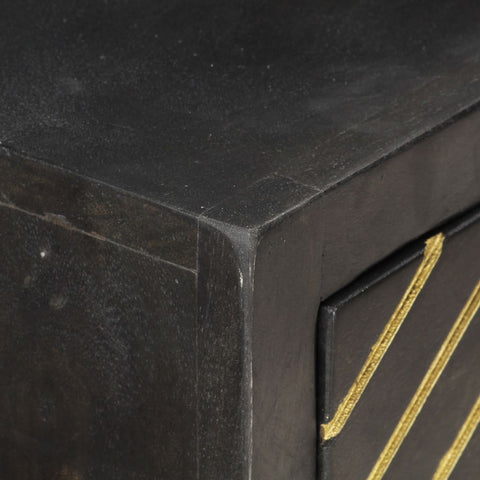 vidaXL Console Table Black and Gold 90x30x75 cm Solid Mango Wood