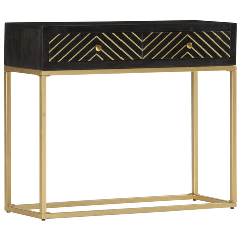 vidaXL Console Table Black and Gold 90x30x75 cm Solid Mango Wood