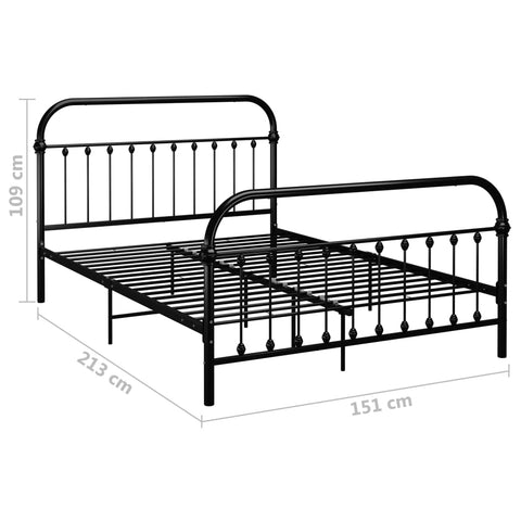vidaXL Bed Frame without Mattress with Headboard Black 140x200 cm Metal