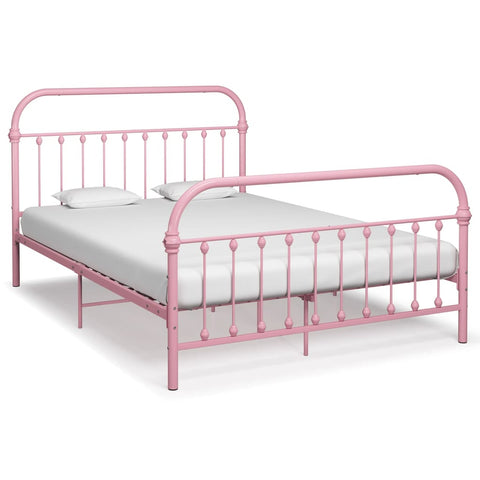 284513 vidaXL Bed Frame without Mattress Pink Metal 140x200 cm