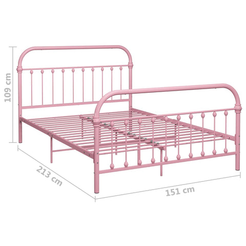 284513 vidaXL Bed Frame without Mattress Pink Metal 140x200 cm