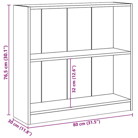 vidaXL Bookshelf Concrete Grey 80x24x75 cm Engineered Wood