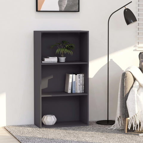 vidaXL 3-Tier Book Cabinet Grey 60x30x114 cm Engineered Wood