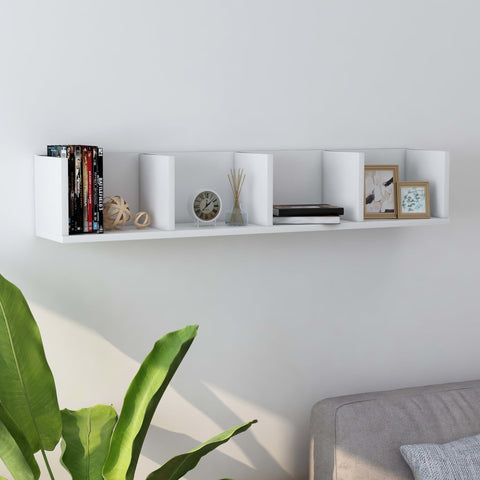vidaXL CD Wall Shelf White 100x18x18 cm Engineered Wood