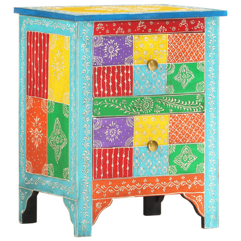 vidaXL Hand Painted bedside Cabinet 40x30x50 cm Solid Mango Wood