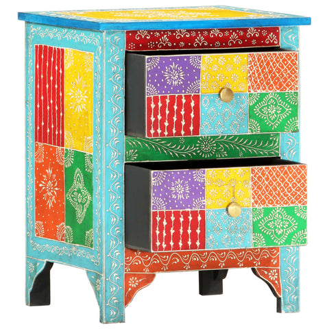 vidaXL Hand Painted bedside Cabinet 40x30x50 cm Solid Mango Wood