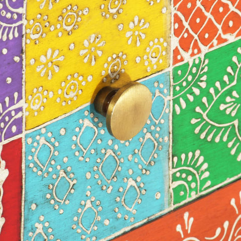 vidaXL Hand Painted bedside Cabinet 40x30x50 cm Solid Mango Wood