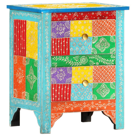 vidaXL Hand Painted bedside Cabinet 40x30x50 cm Solid Mango Wood