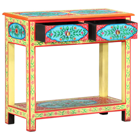 vidaXL Hand Painted Console Table 80x35x75 cm Solid Mango Wood