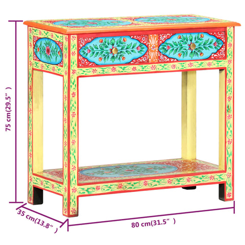 vidaXL Hand Painted Console Table 80x35x75 cm Solid Mango Wood