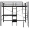 vidaXL Bunk Bed with Table without Mattress Black Metal 90x200 cm