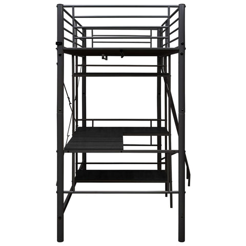 vidaXL Bunk Bed with Table without Mattress Black Metal 90x200 cm