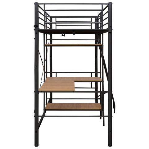 vidaXL Bunk Bed with Table without Mattress Grey Metal 90x200 cm