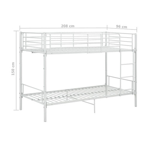 vidaXL Bunk Bed without Mattress White Metal 90x200cm
