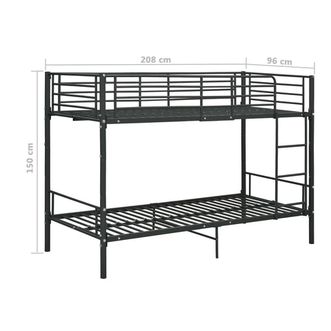 vidaXL Bunk Bed without Mattress Black Metal 90x200cm