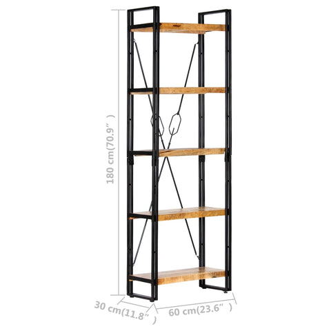 vidaXL 5-Tier Bookcase 60x30x180 cm Solid Mango Wood