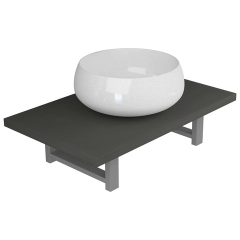 vidaXL Two Piece Bathroom Furniture Set Ceramic Grey