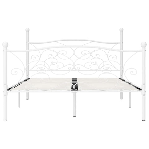 vidaXL Bed Frame without Mattress with Slatted Base White Metal 120x200 cm