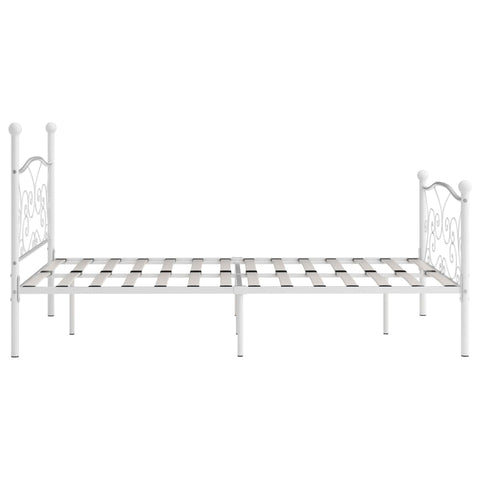 vidaXL Bed Frame without Mattress with Slatted Base White Metal 120x200 cm