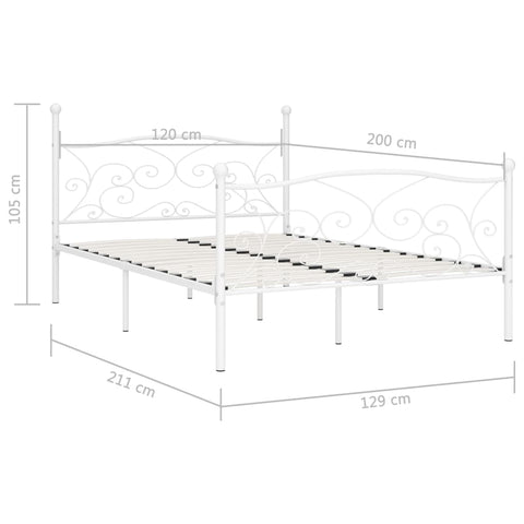 vidaXL Bed Frame without Mattress with Slatted Base White Metal 120x200 cm