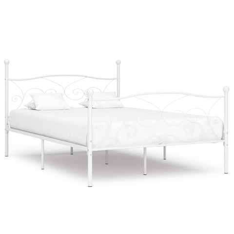 vidaXL Bed Frame without Mattress with Slatted Base White Metal 140x200 cm