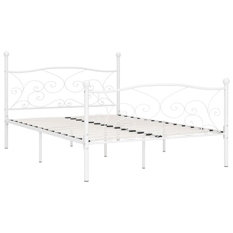 vidaXL Bed Frame without Mattress with Slatted Base White Metal 140x200 cm