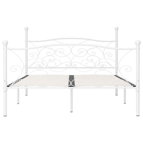 vidaXL Bed Frame without Mattress with Slatted Base White Metal 140x200 cm