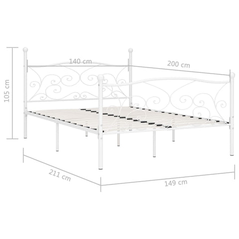 vidaXL Bed Frame without Mattress with Slatted Base White Metal 140x200 cm