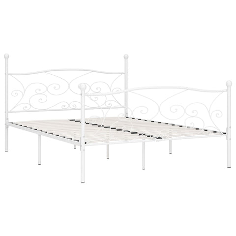 vidaXL Bed Frame without Mattress with Slatted Base White Metal 180x200 cm Super King