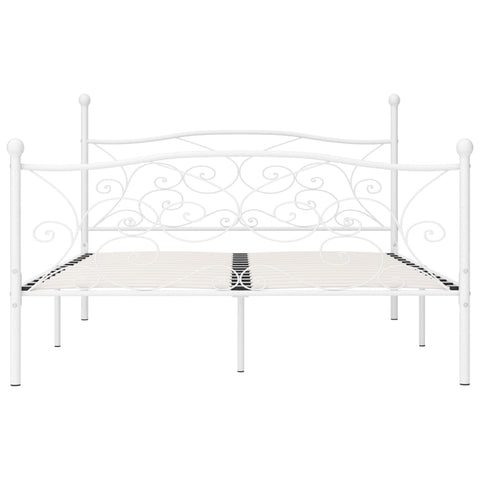 vidaXL Bed Frame without Mattress with Slatted Base White Metal 180x200 cm Super King