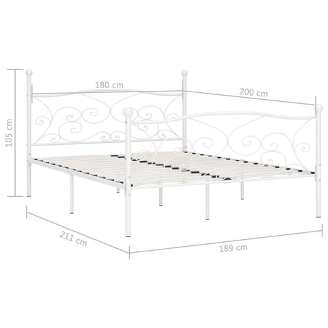 vidaXL Bed Frame without Mattress with Slatted Base White Metal 180x200 cm Super King