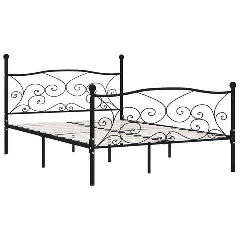 vidaXL Bed Frame without Mattress with Slatted Base Black Metal 120x200 cm